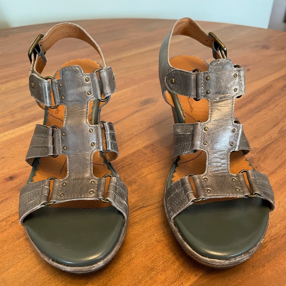 Steel Blue Indigo by Clark’s T-Strap Sandals